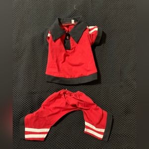 Red and Black Dog Shirt and Pant Set (16" Chest by 10" Length-Small)